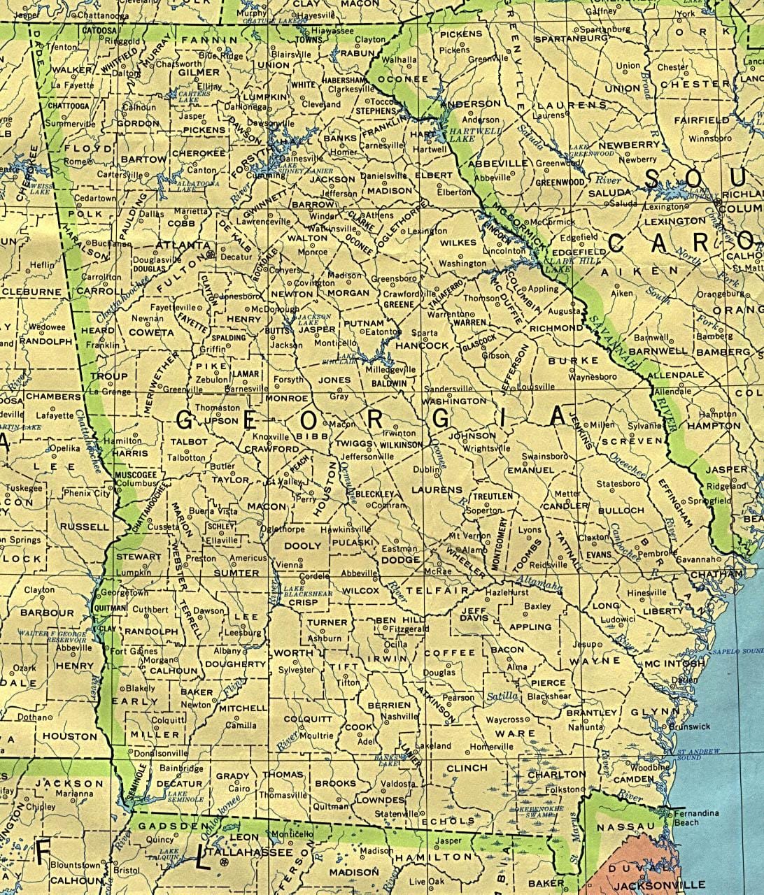 map of Georgia শহরে
